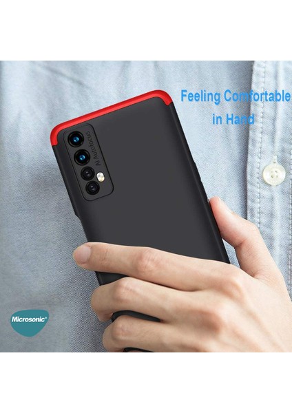 Realme 7 Kılıf Double Dip 360 Protective Siyah Kırmızı indirimleri