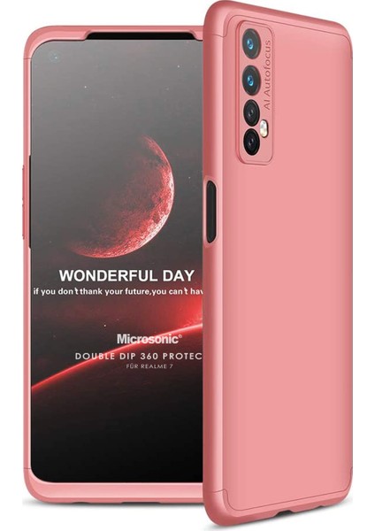 Realme 7 Kılıf Double Dip 360 Protective Rose Gold