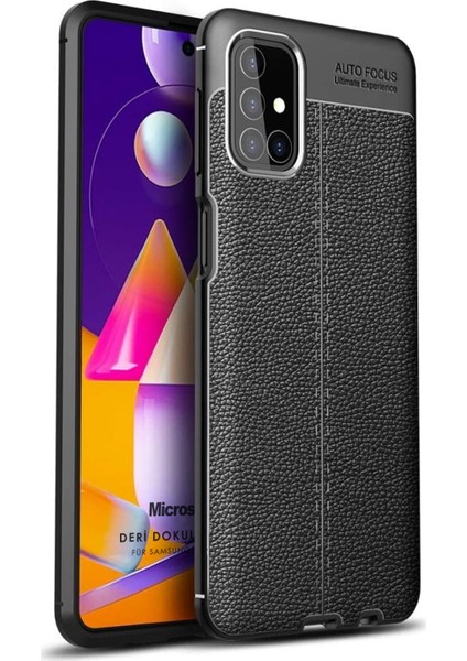 Samsung Galaxy M51 Kılıf Deri Dokulu Silikon Siyah