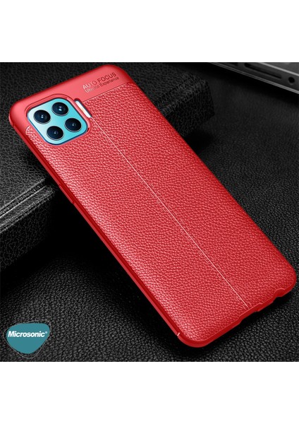 Oppo Reno 4 Lite Kılıf Deri Dokulu Silikon Kırmızı modelleri