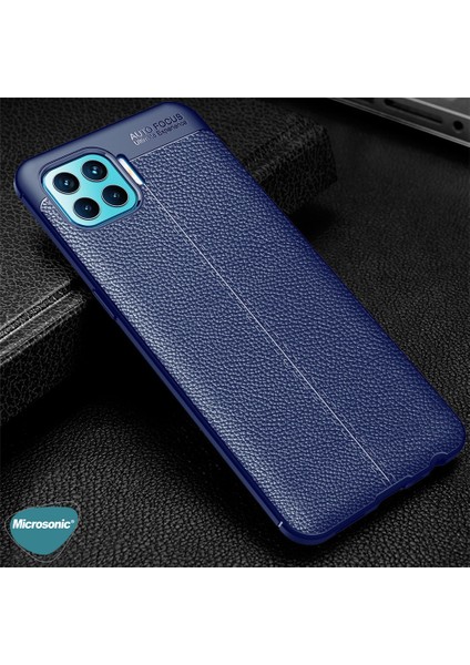 Oppo Reno 4 Lite Kılıf Deri Dokulu Silikon Lacivert modelleri