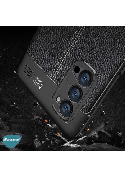 Oppo Reno 4 Pro Kılıf Deri Dokulu Silikon Siyah