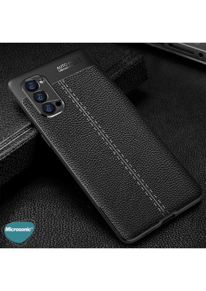 Oppo Reno 4 Pro Kılıf Deri Dokulu Silikon Siyah
