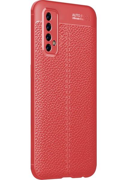 Realme 7 Kılıf Deri Dokulu Silikon Kırmızı fiyatları