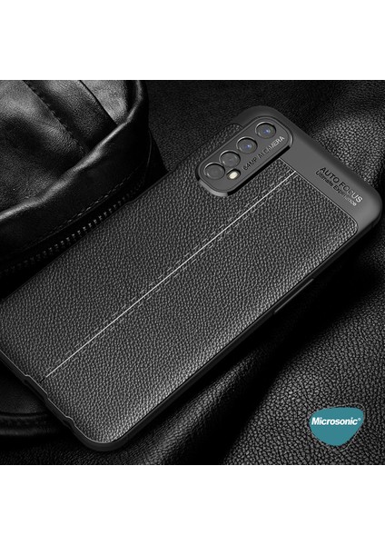 Realme 7 Kılıf Deri Dokulu Silikon Lacivert fırsatları