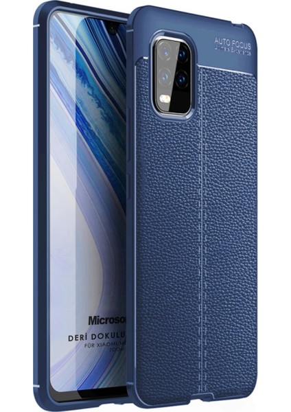 Xiaomi Mi 10 Lite Zoom Kılıf Deri Dokulu Silikon Lacivert