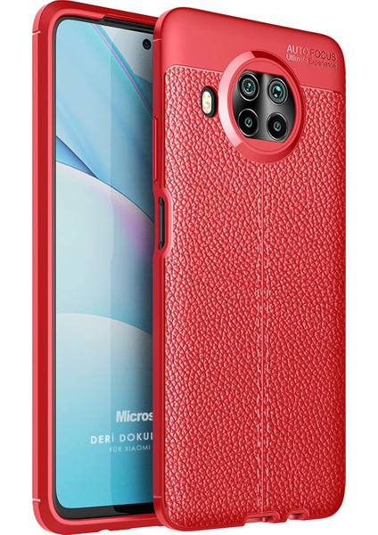 Xiaomi Mi 10T Lite Kılıf Deri Dokulu Silikon Kırmızı