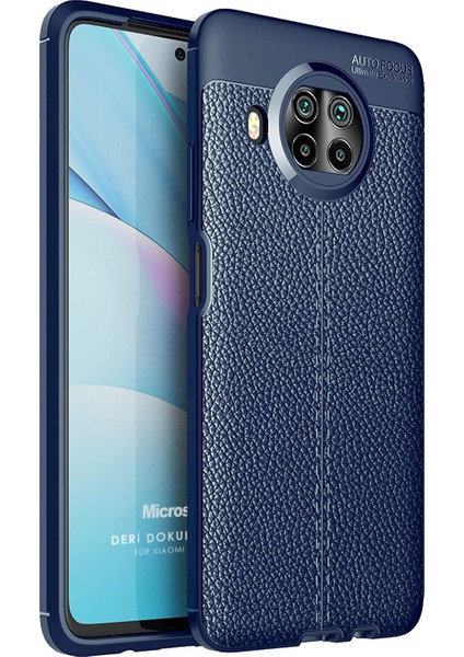 Xiaomi Mi 10T Lite Kılıf Deri Dokulu Silikon Lacivert