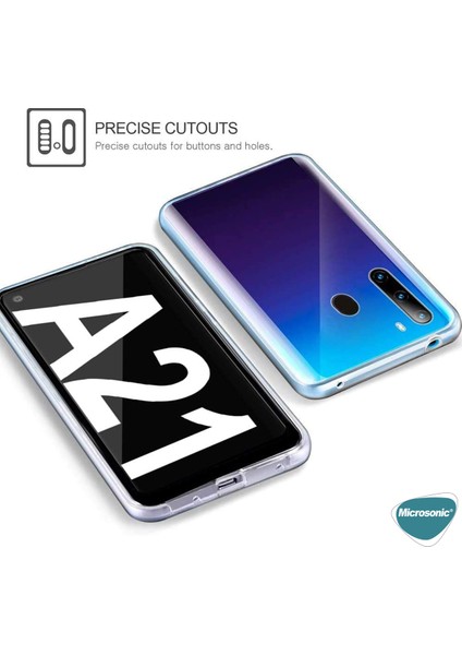 Samsung Galaxy A21 Kılıf 6 Tarafı Tam Full Koruma 360 Clear Soft Şeffaf