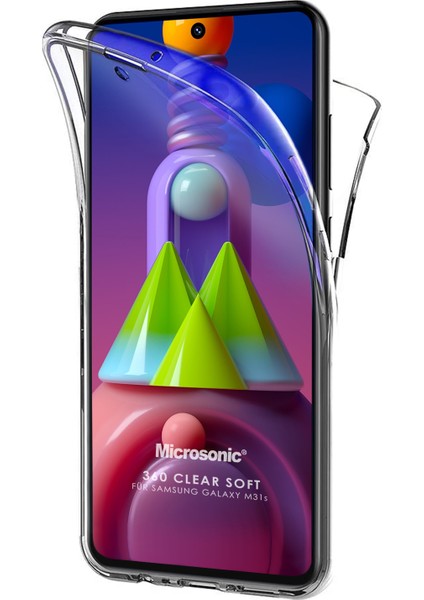 Samsung Galaxy M31s Kılıf 6 tarafı tam full koruma 360 Clear Soft Şeffaf