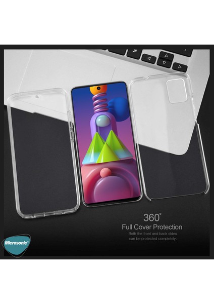 Samsung Galaxy M51 Kılıf 6 tarafı tam full koruma 360 Clear Soft Şeffaf