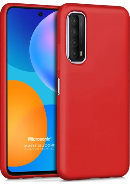 Matte Silicone Huawei P Smart 2021 Kılıf Kırmızı