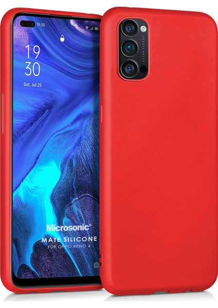 Matte Silicone Oppo Reno 4 Kılıf Kırmızı