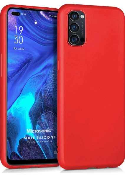 Matte Silicone Oppo Reno 4 Kılıf Kırmızı