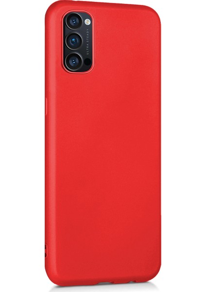 Matte Silicone Oppo Reno 4 Kılıf Kırmızı