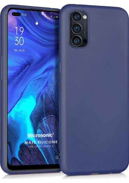 Matte Silicone Oppo Reno 4 Kılıf Lacivert