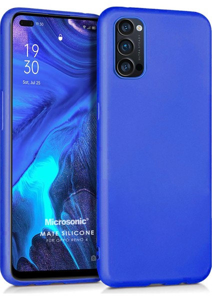 Matte Silicone Oppo Reno 4 Kılıf Mavi