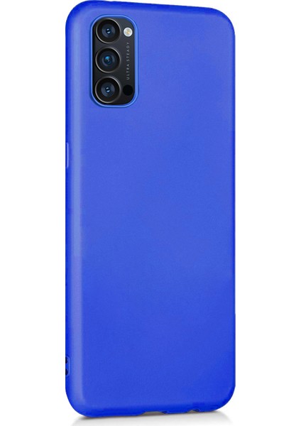 Matte Silicone Oppo Reno 4 Kılıf Mavi