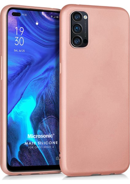 Matte Silicone Oppo Reno 4 Kılıf Rose Gold