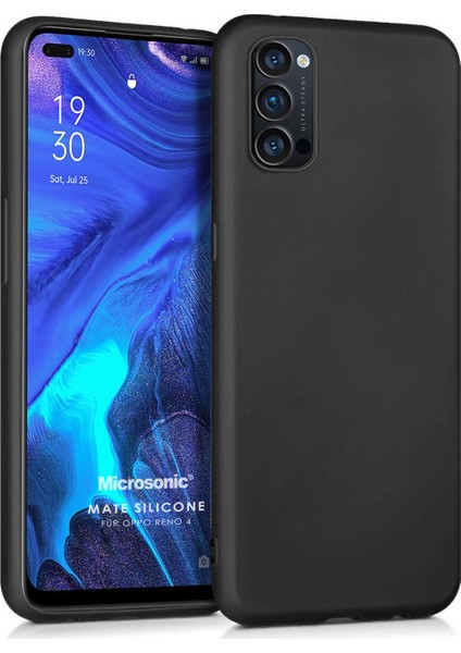 Matte Silicone Oppo Reno 4 Kılıf Siyah