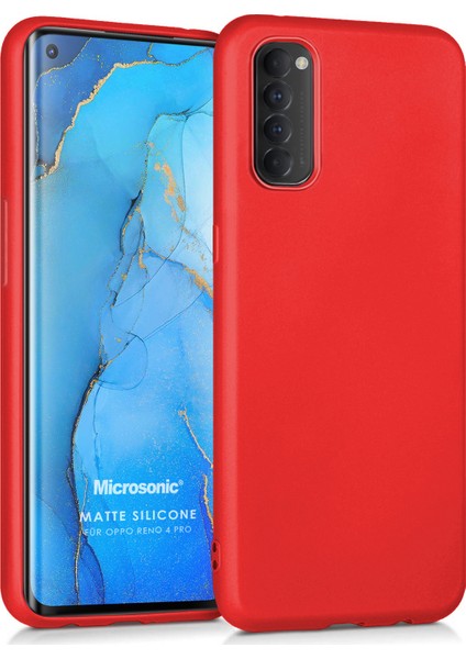 Matte Silicone Oppo Reno 4 Pro Kılıf Kırmızı