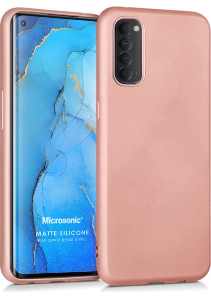 Matte Silicone Oppo Reno 4 Pro Kılıf Rose Gold