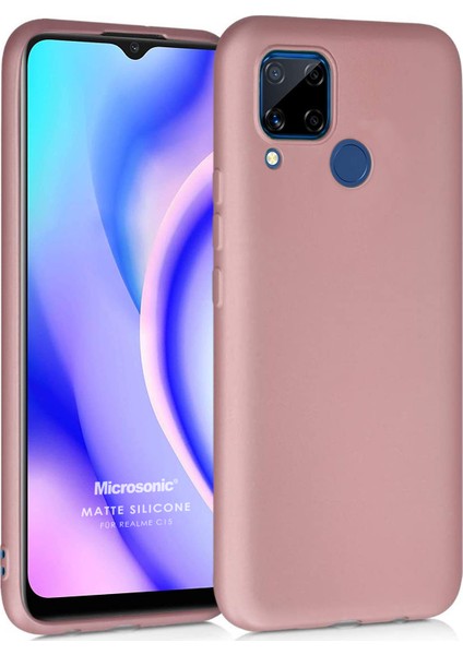 Matte Silicone Realme C15 Kılıf Rose Gold