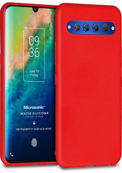 Matte Silicone TCL 10 Plus Kılıf Kırmızı
