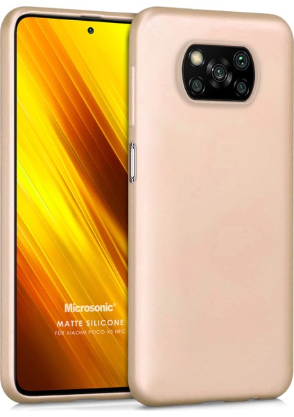 Matte Silicone Xiaomi Poco X3 NFC Kılıf Gold