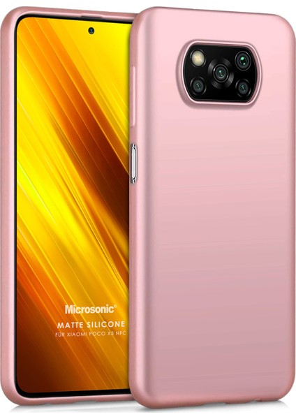 Matte Silicone Xiaomi Poco X3 NFC Kılıf Rose Gold