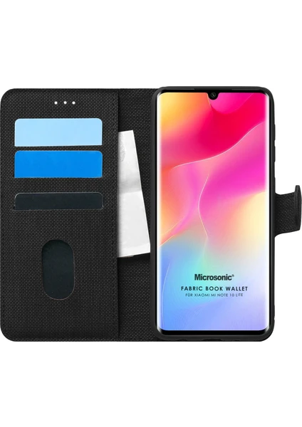 Xiaomi Mi Note 10 Lite Kılıf Fabric Book Wallet Siyah