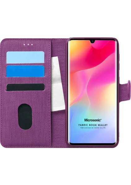 Xiaomi Mi Note 10 Lite Kılıf Fabric Book Wallet Mor