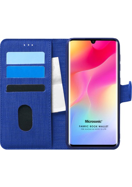 Xiaomi Mi Note 10 Lite Kılıf Fabric Book Wallet Lacivert