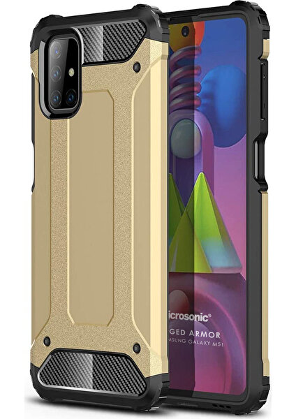 Samsung Galaxy M51 Kılıf Rugged Armor Gold