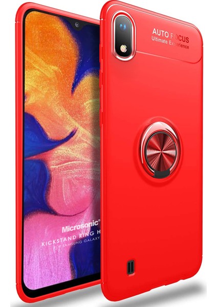 Samsung Galaxy A10 Kılıf Kickstand Ring Holder Kırmızı