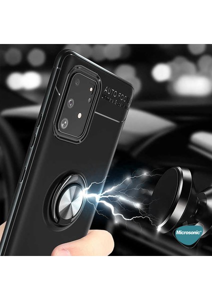 Samsung Galaxy A91 Kılıf Kickstand Ring Holder Siyah Rose modelleri