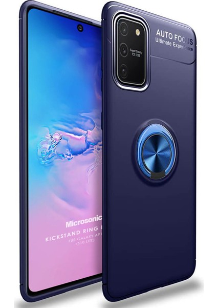Samsung Galaxy A91 Kılıf Kickstand Ring Holder Lacivert