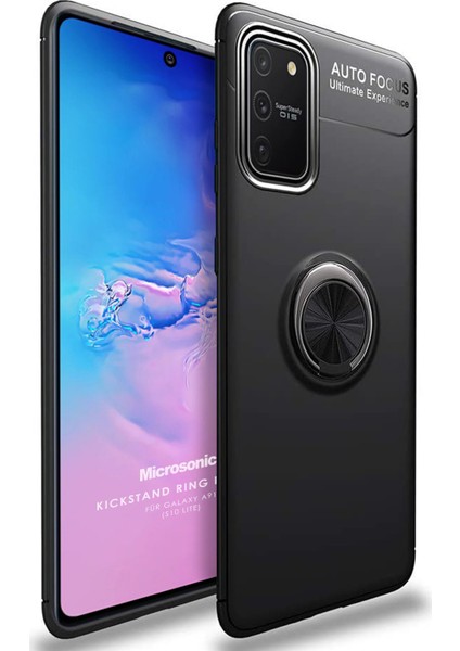Samsung Galaxy A91 Kılıf Kickstand Ring Holder Siyah