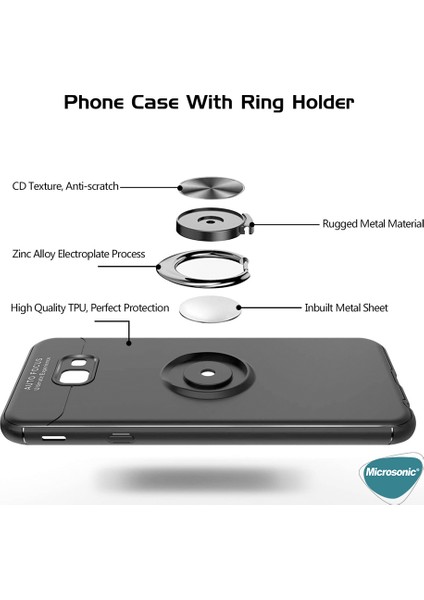 Samsung Galaxy J4 Core Kılıf Kickstand Ring Holder Siyah