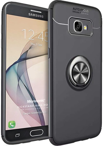 Samsung Galaxy J7 Prime Kılıf Kickstand Ring Holder Siyah