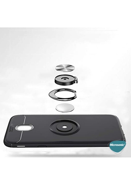 Samsung Galaxy J7 Pro Kılıf Kickstand Ring Holder Siyah