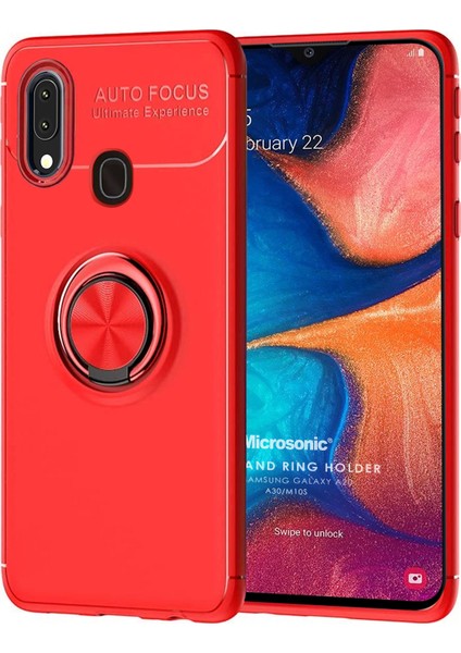 Samsung Galaxy M10s Kılıf Kickstand Ring Holder Kırmızı
