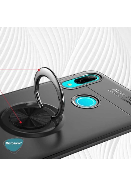 Samsung Galaxy M10s Kılıf Kickstand Ring Holder Siyah Rose