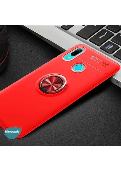 Samsung Galaxy M10s Kılıf Kickstand Ring Holder Siyah Rose