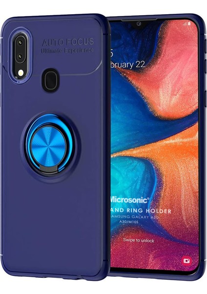 Samsung Galaxy M10s Kılıf Kickstand Ring Holder Lacivert