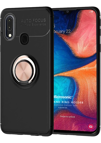 Samsung Galaxy M10s Kılıf Kickstand Ring Holder Siyah Rose