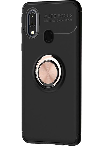 Samsung Galaxy M10s Kılıf Kickstand Ring Holder Siyah Rose