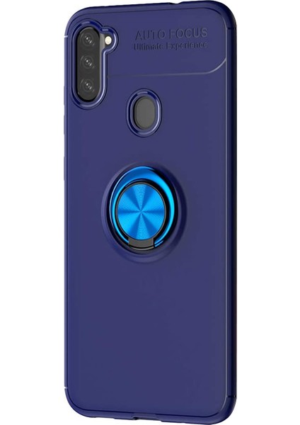 Samsung Galaxy M11 Kılıf Kickstand Ring Holder Lacivert
