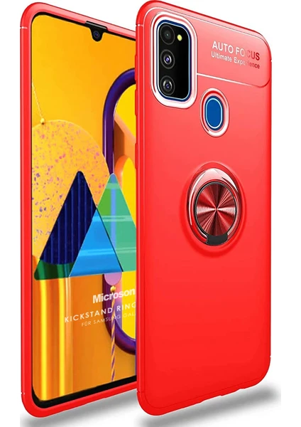 Samsung Galaxy M30s Kılıf Kickstand Ring Holder Kırmızı