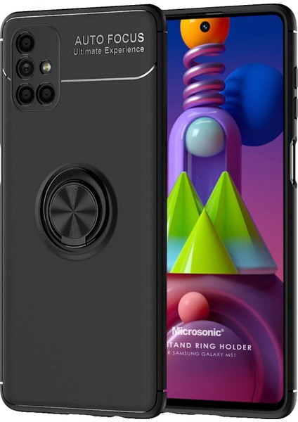 Samsung Galaxy M51 Kılıf Kickstand Ring Holder Siyah